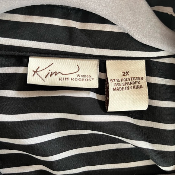 NWT Kim Rogers Button Down Striped Blouse Women’s Size 2X - Picture 12 of 16